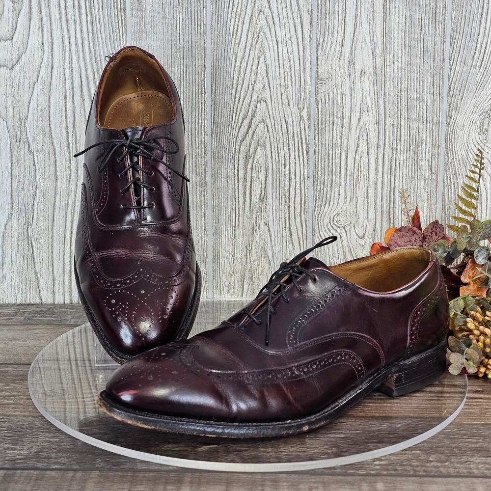 Johnston & Murphy Optima 46908 9.5D Burgundy Wingtip Oxford Shoes USA Made VTG‎